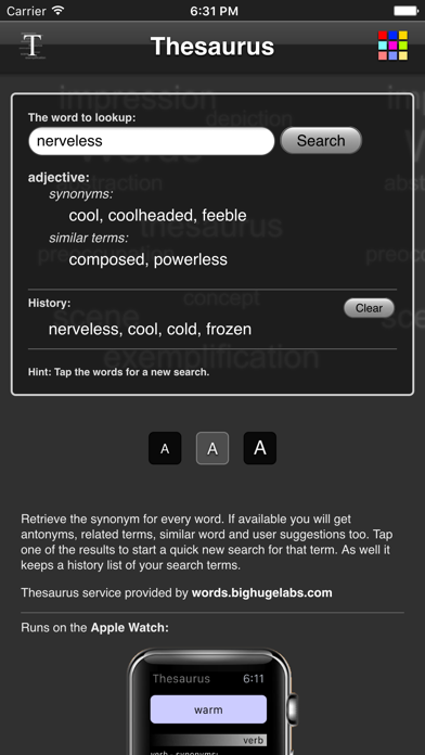 Thesaurus App review screenshots