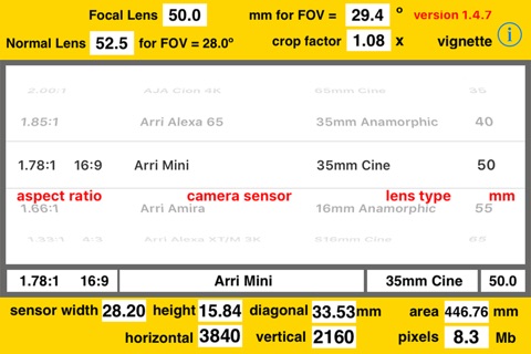 Camera Sensor/Lens Calculator screenshot 3