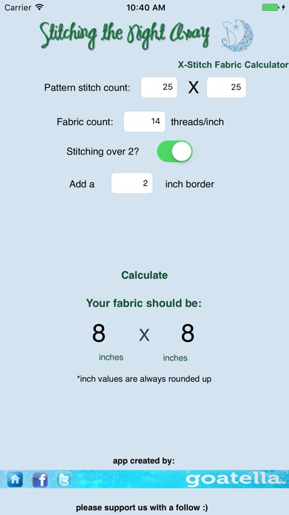 Cross Stitch Fabric Calculator Pro