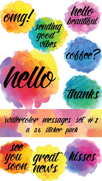 Watercolor Messages and Words Sticker Pack screenshot-0