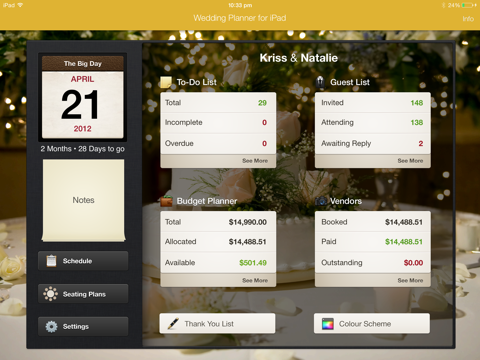 Wedding Planner for iPad - náhled