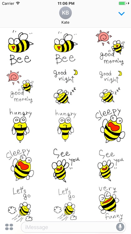 Peet The Little Cute Bee English Sticker