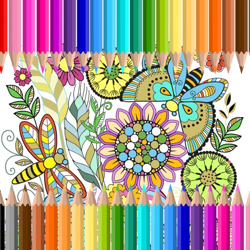 Flower Color Adult Coloring Book for Stress Relief Icon