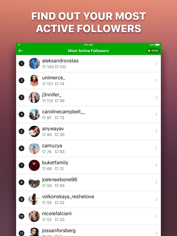 screenshot 2 for followers analysis for instagram instaanalyzer - instagram followers analysis app