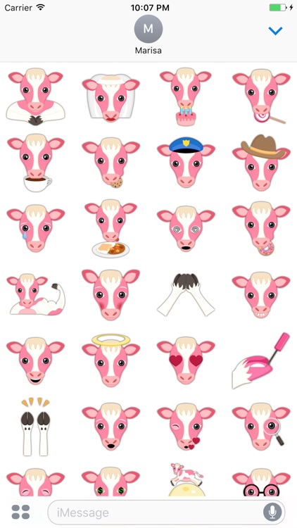 Valentine's Day Pink White Cow Stickers screenshot-3