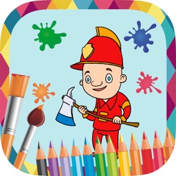 Fire and police paint - coloring book professions