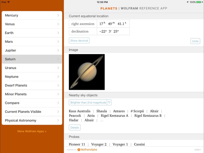 Wolfram Planets Reference App