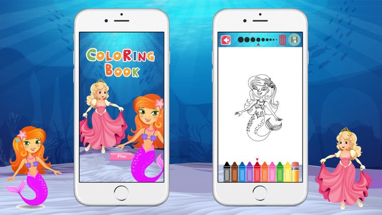 Mermaid Princess Coloring Book Toddler Game