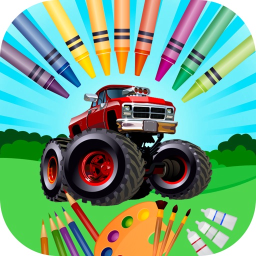 Coloring page- monster truck for kids icon
