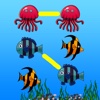 Draw line to twinned marine animals cartoon