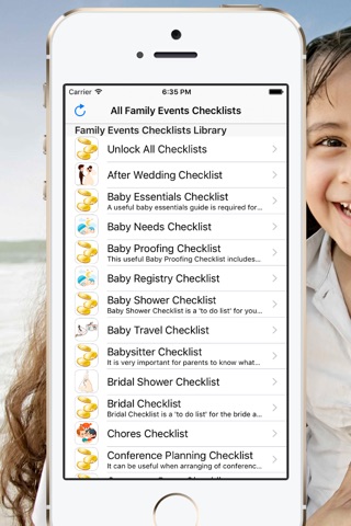 All Family Events Checklists screenshot 2