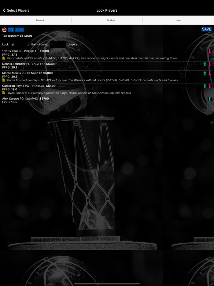 DFS Bulk Lineup Generator