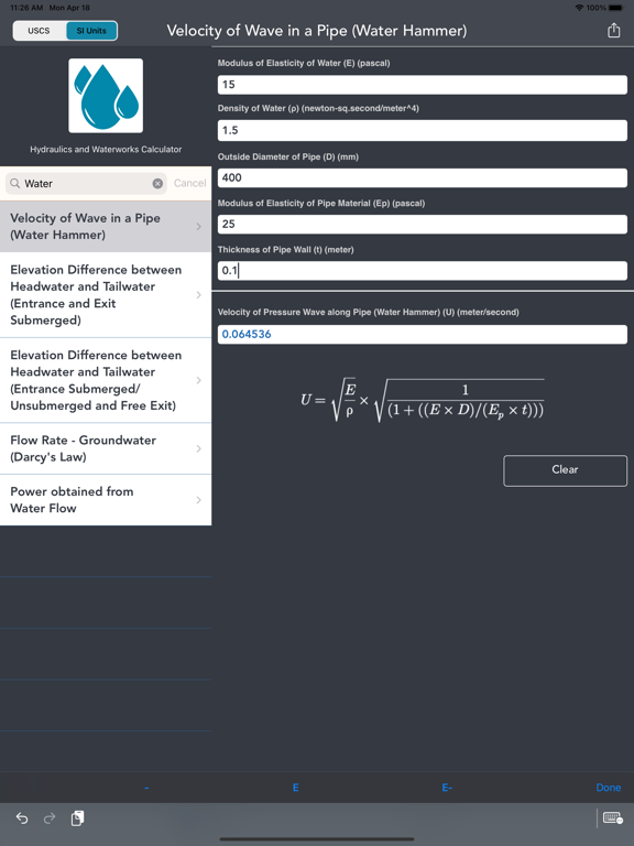 Hydraulics and Waterworks Calc screenshot 3