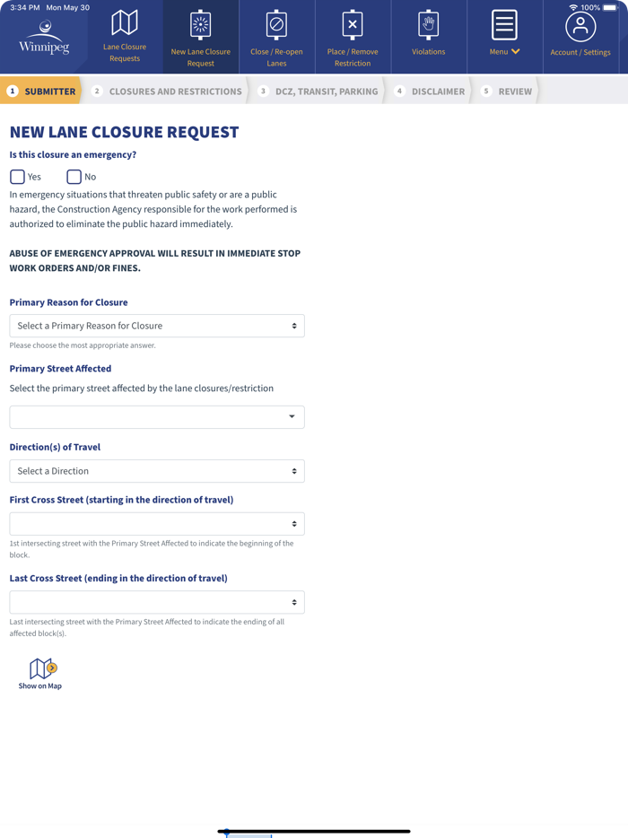 Winnipeg Lane Closures