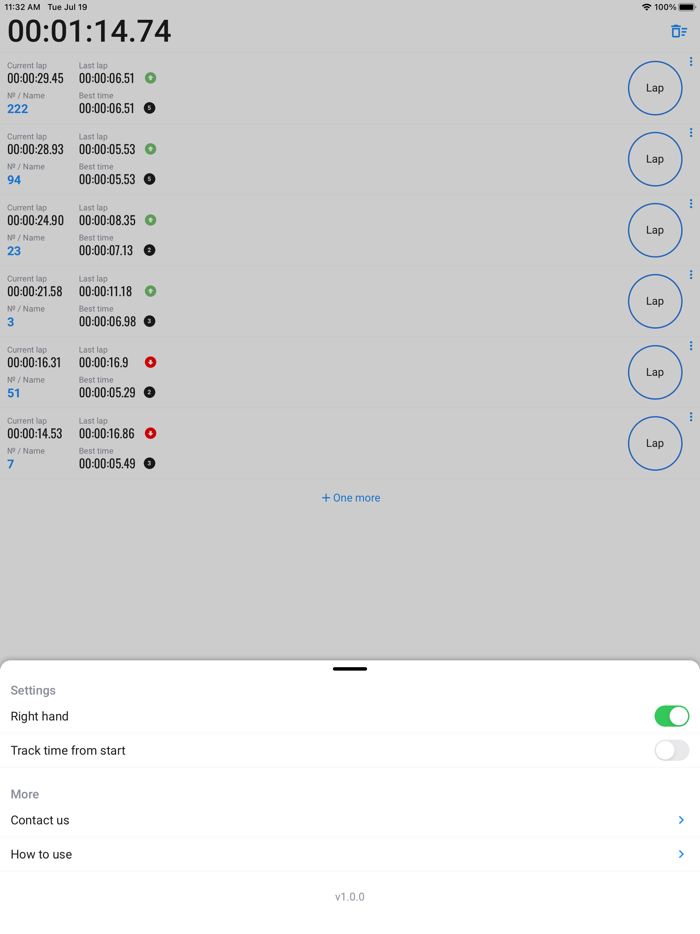 Group sports stopwatch