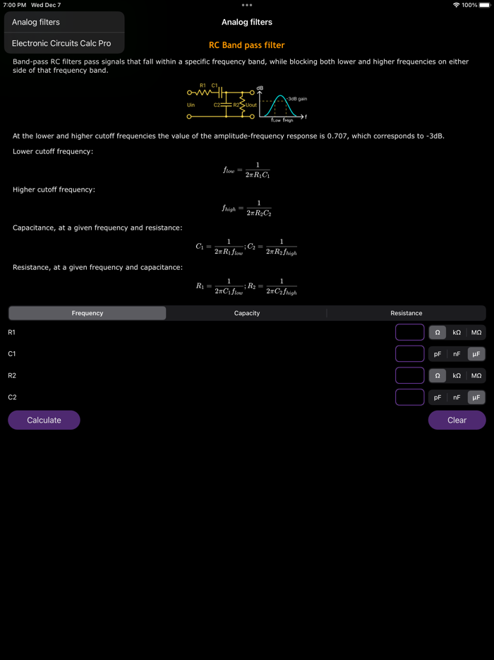 Electronic Circuits Calc Pro