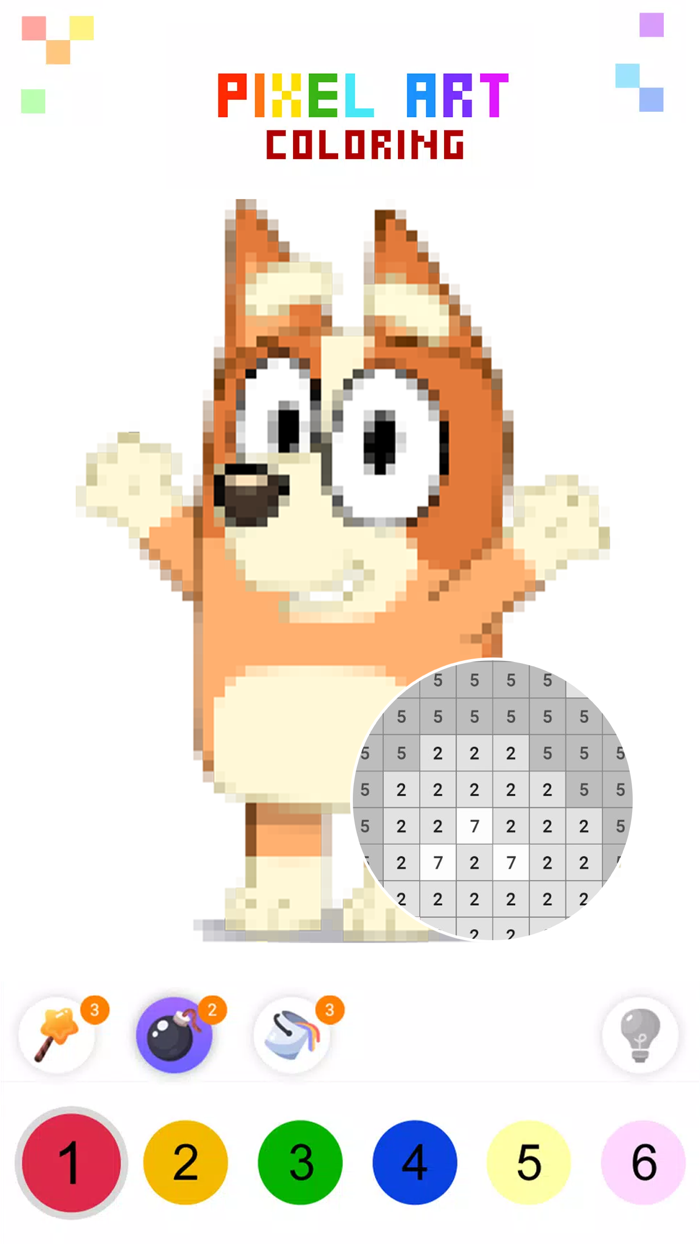 Bluey Pixel Art Coloring