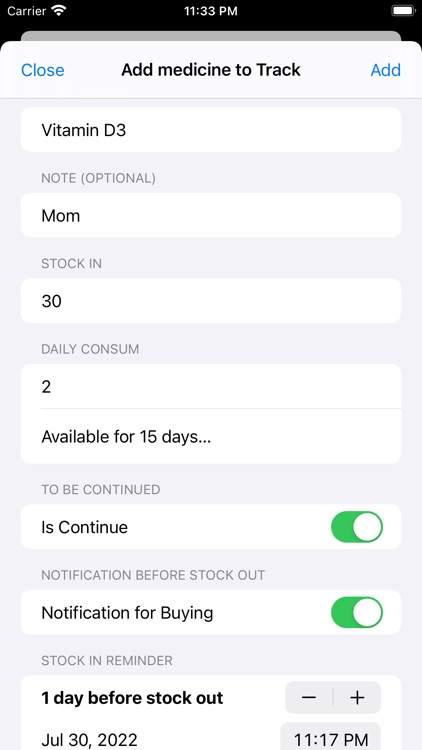 Pill Reminder stockout tracker screenshot-4