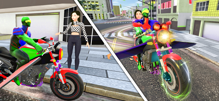 Flying Bike Spider Hero Game