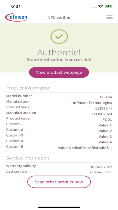 Infineon NFC verifier screenshot 3