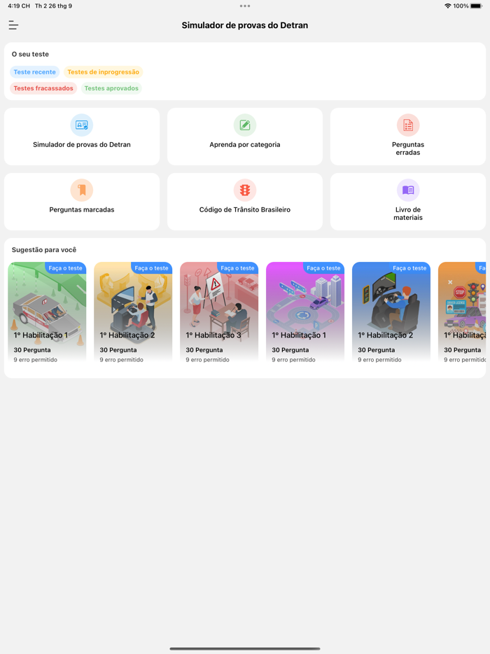 Simulador de provas do Detran