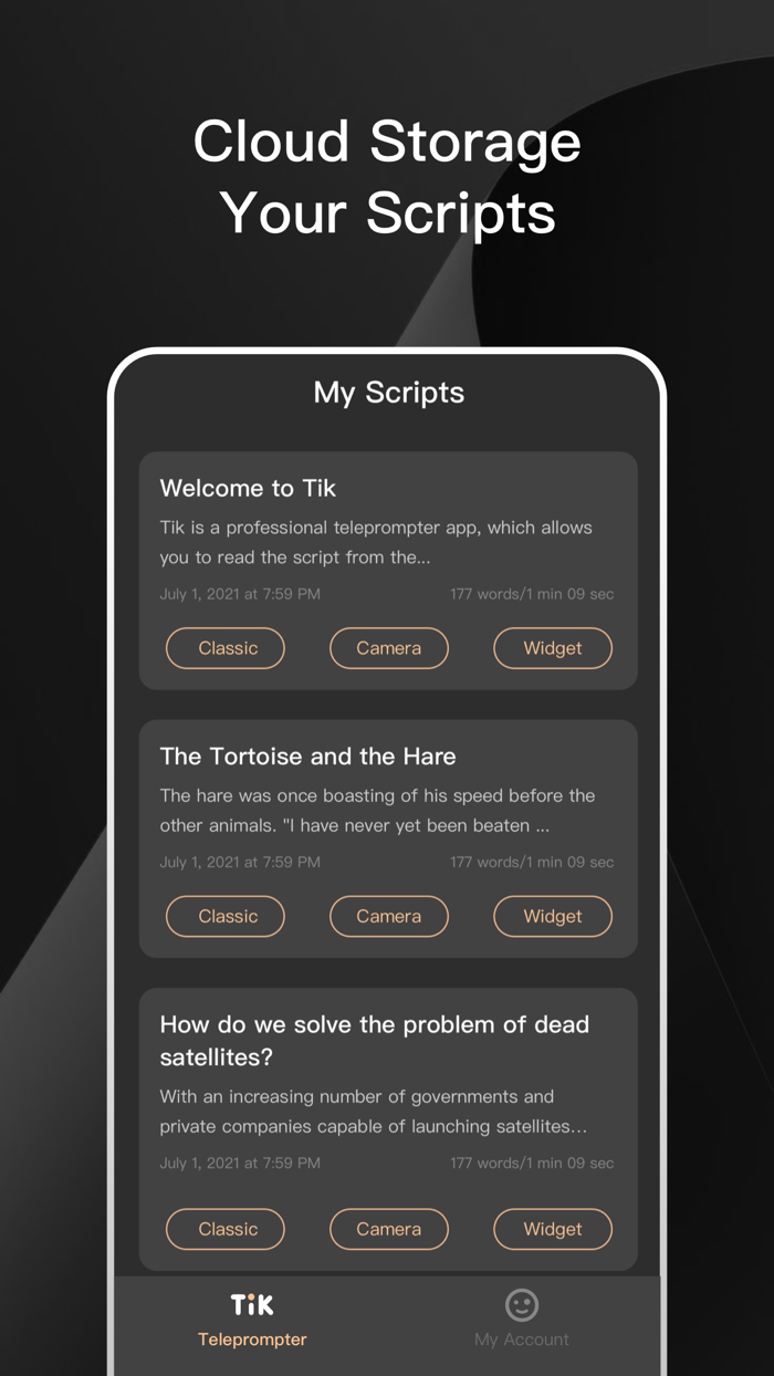 Teleprompter for Video Scripts