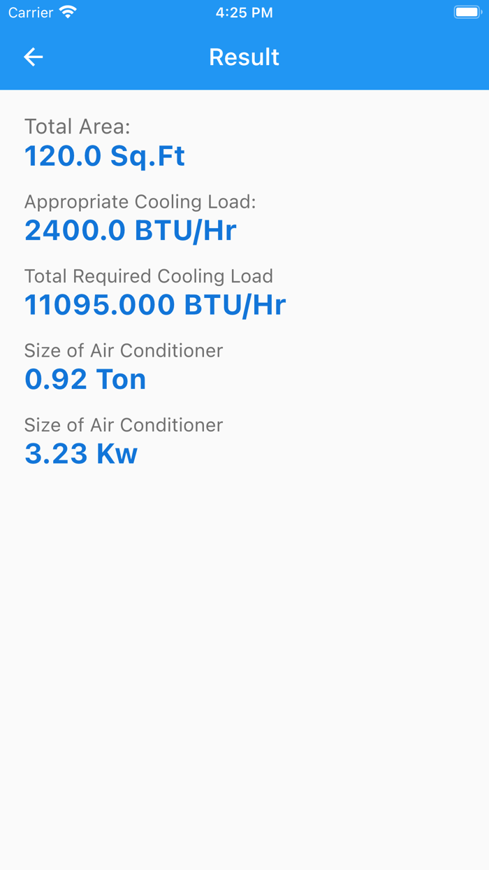 Air Condition Size Calculator