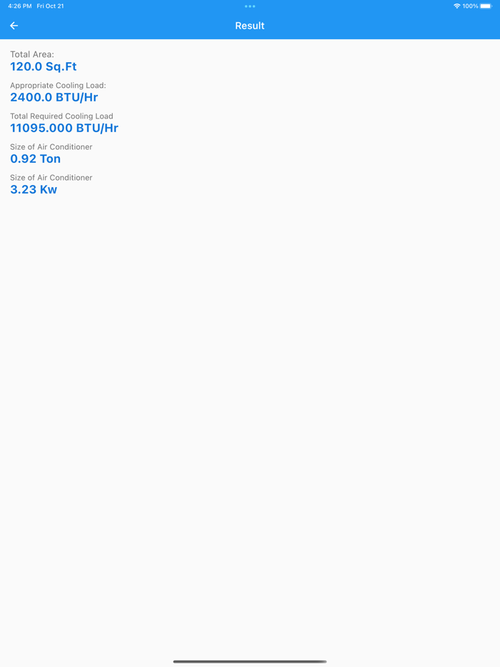 Air Condition Size Calculator