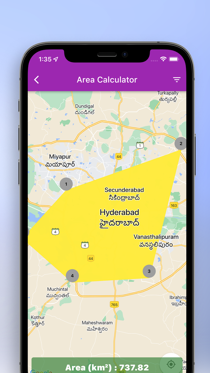 Location Map - Area Calculator