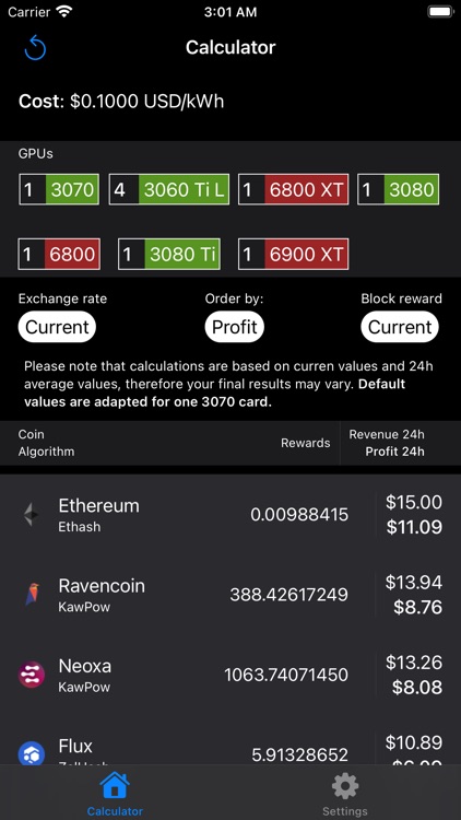 Hashrate: Mining calculator