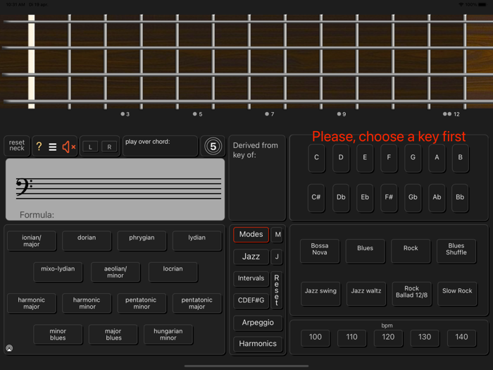 Bass Guitar Colour Scales