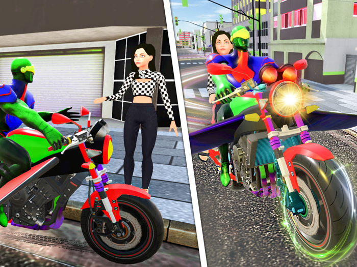 Flying Bike Spider Hero Game