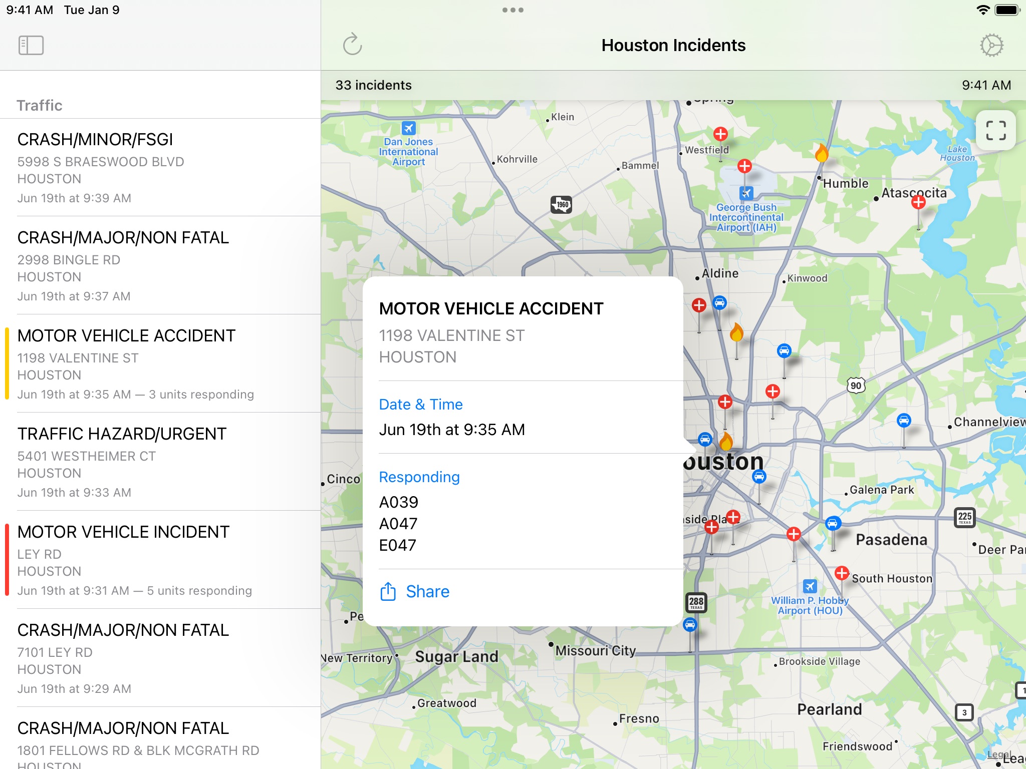 Houston Incidents screenshot 2