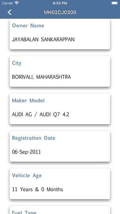 Screenshot #2 pour Vehicle Registration Info