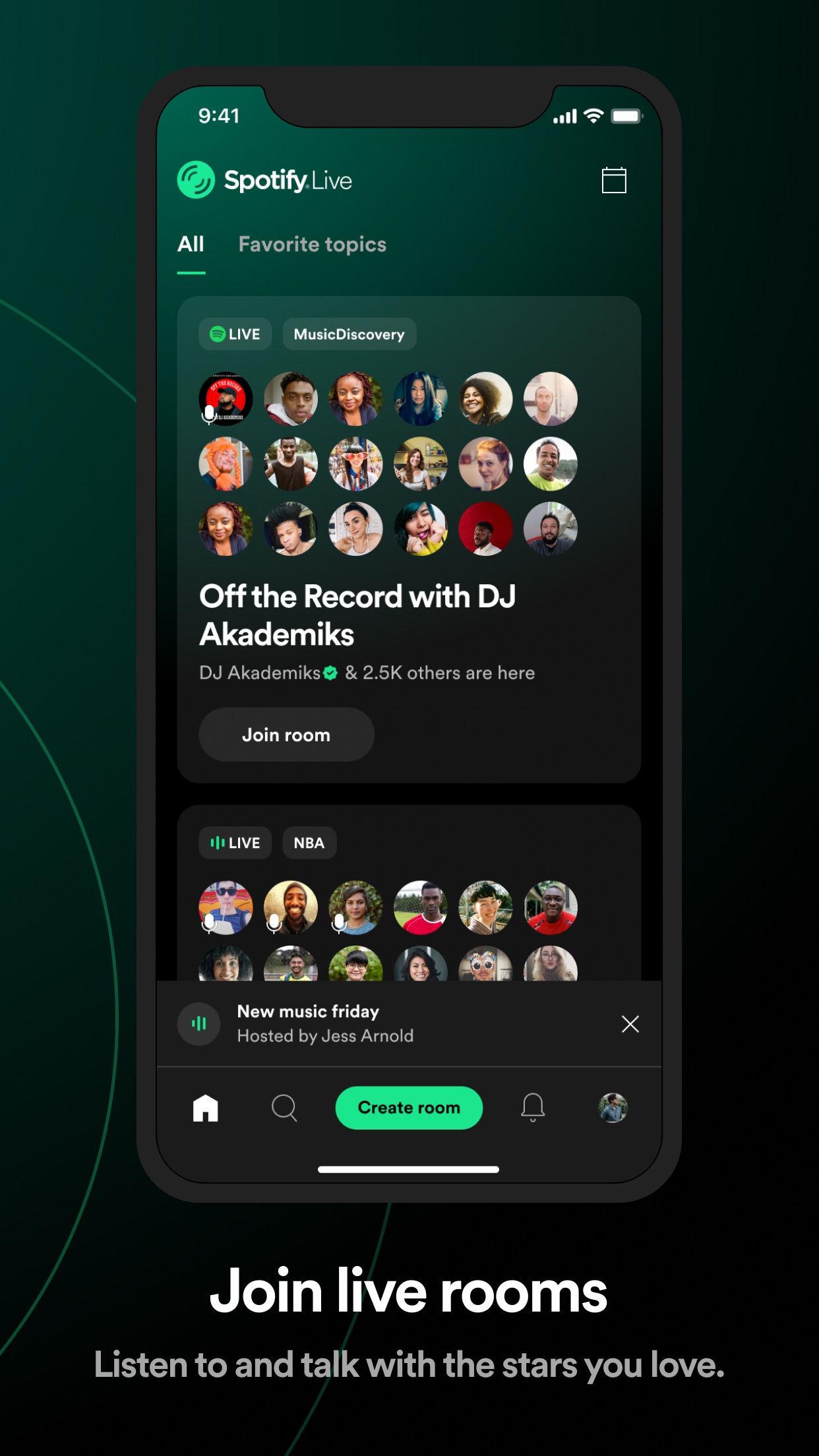 Screenshot do app Spotify Live