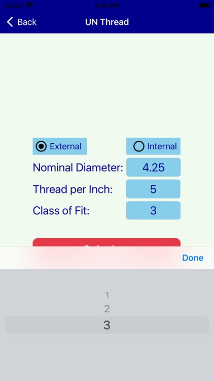 UN Metric Threads Calculator