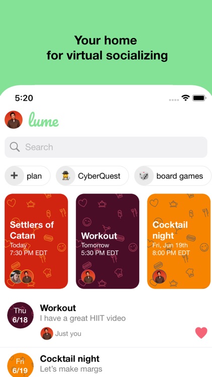 Lume - Virtual Social Plans