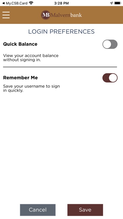 Malvern Bank Debit Card App