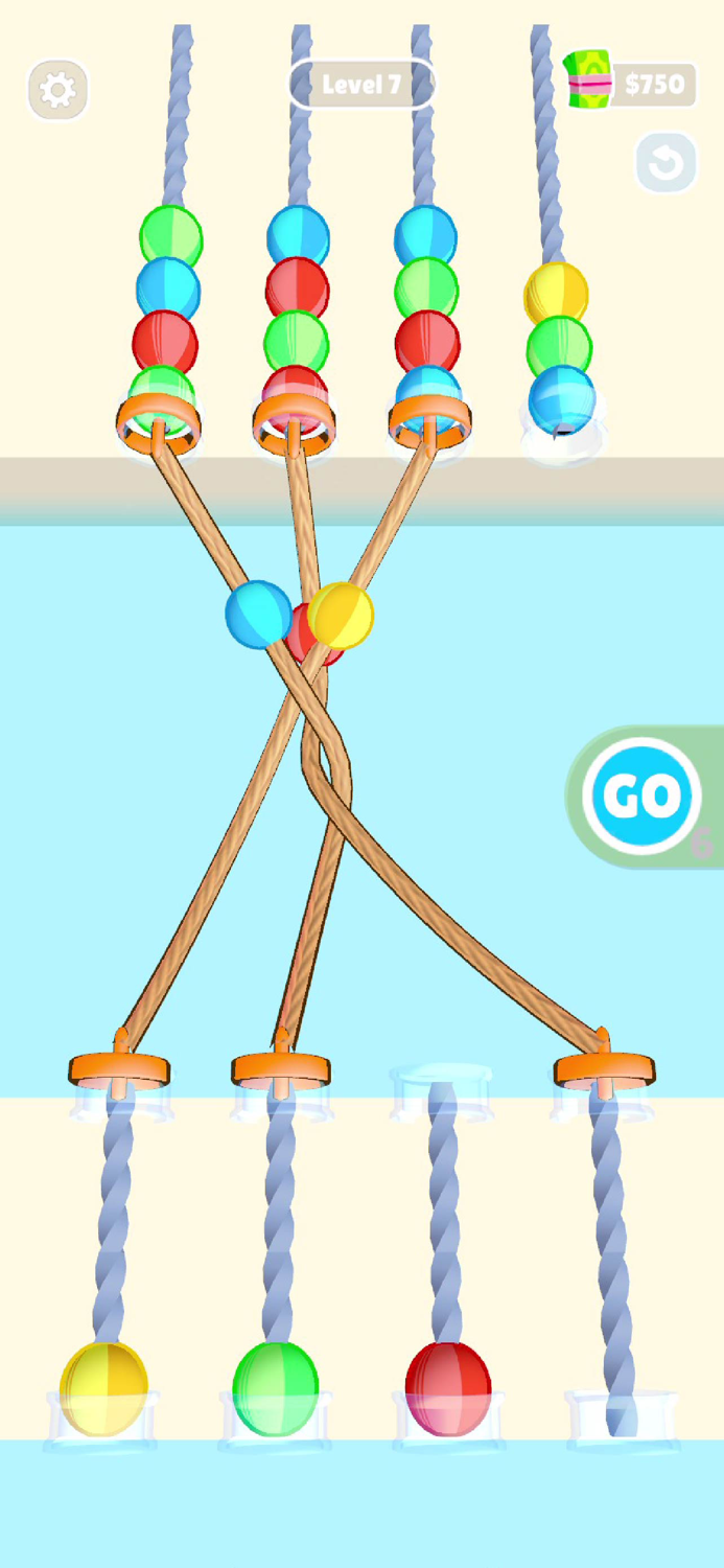 Balls and Ropes Sorting Puzzle