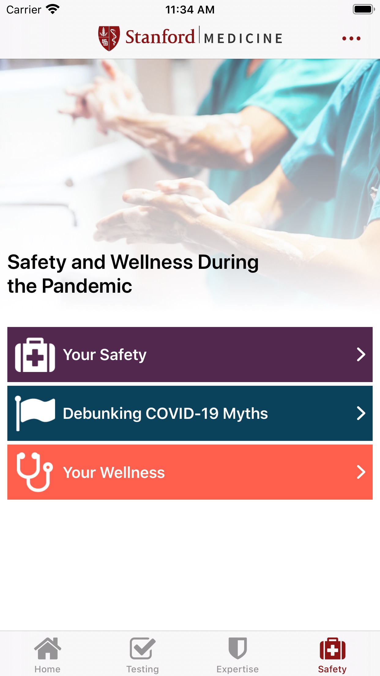 Screenshot do app First Responder COVID-19 Guide