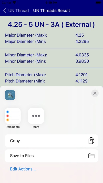 UN Metric Threads Calculator screenshot-3