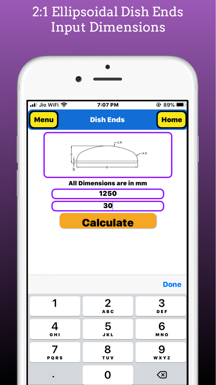 Dish Ends Calculator