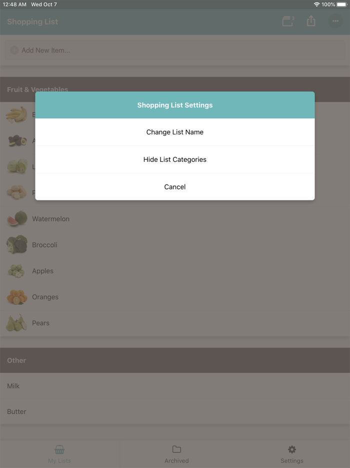 Shopping List Send  Share