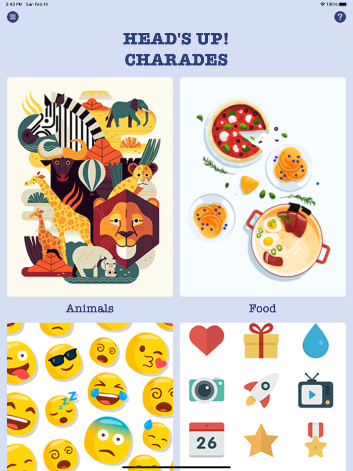 Heads Up N Down Charades