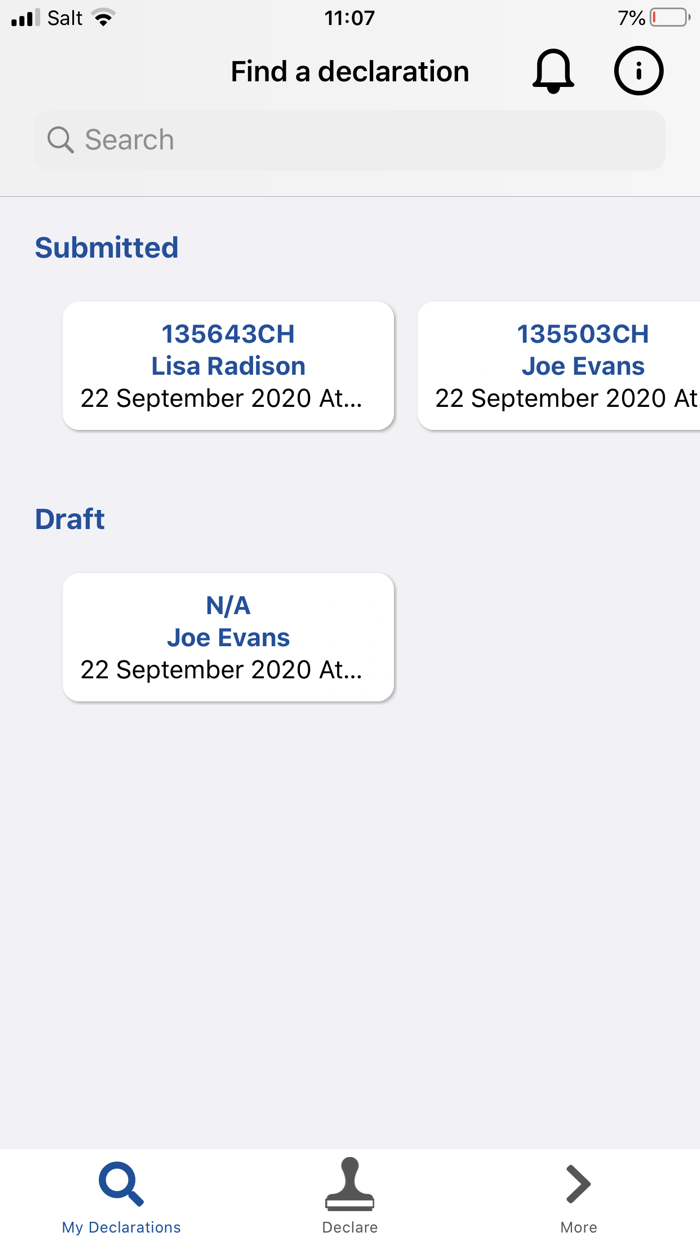 EAD Customs Declarations