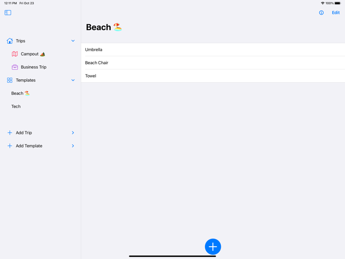 Trips - Packing List Manager