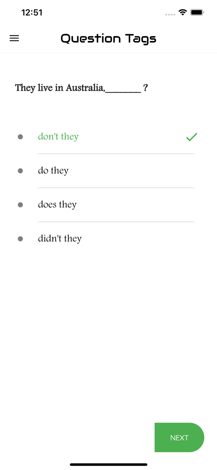 English Question Tags Practice