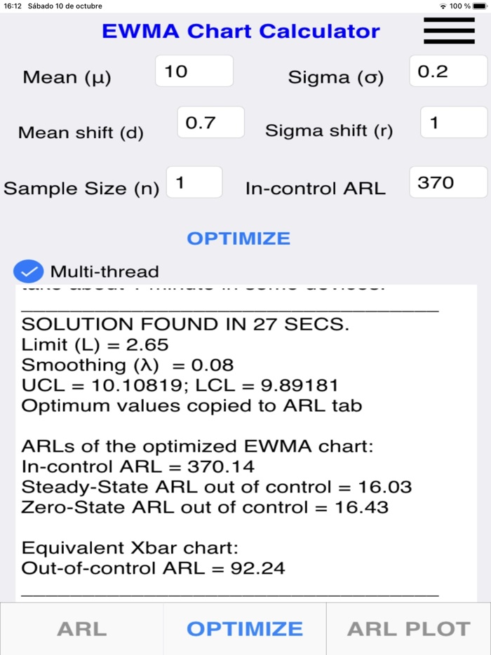 Optimum EWMA control chart