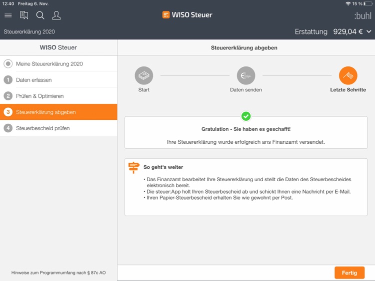 WISO Steuer 2021 Tablet screenshot-4