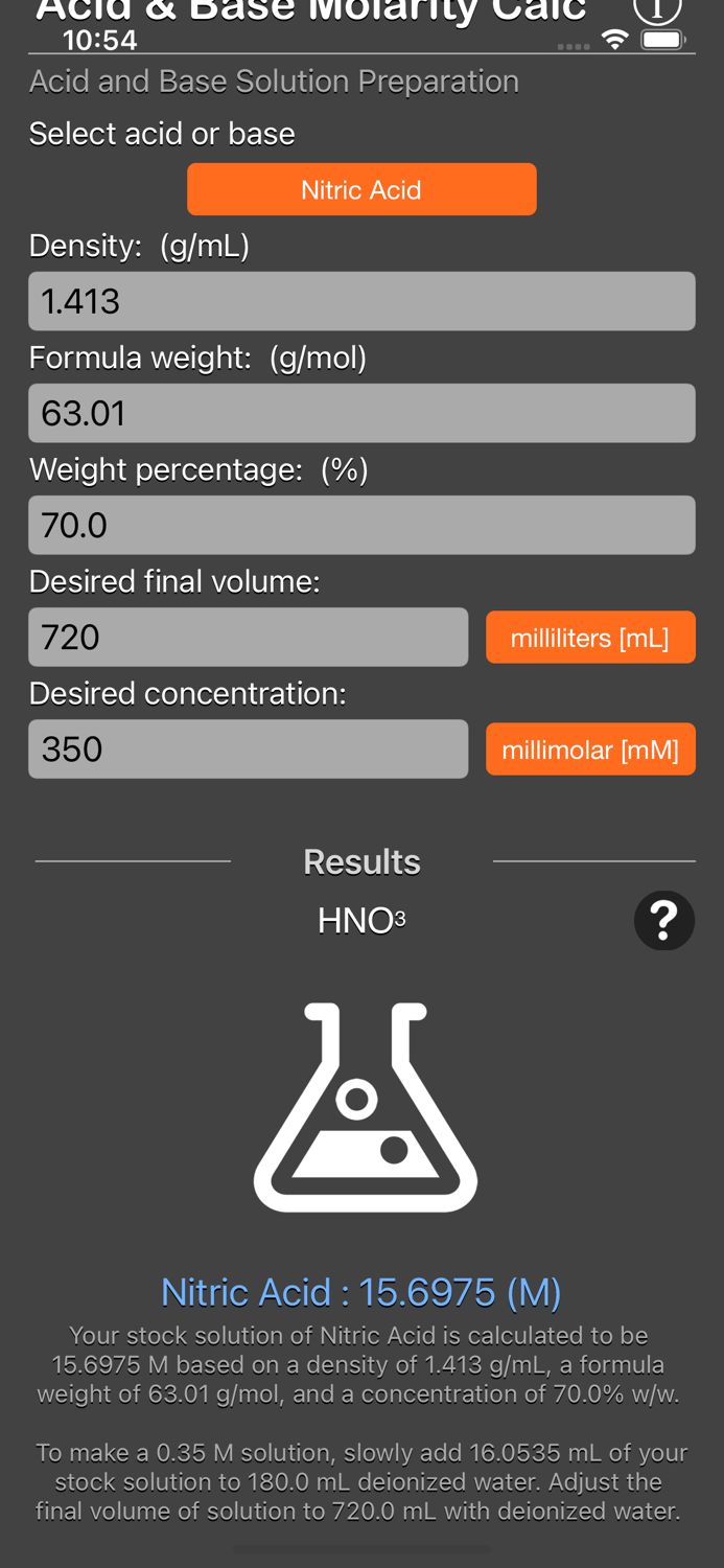 Acid and Base Molarity Calc